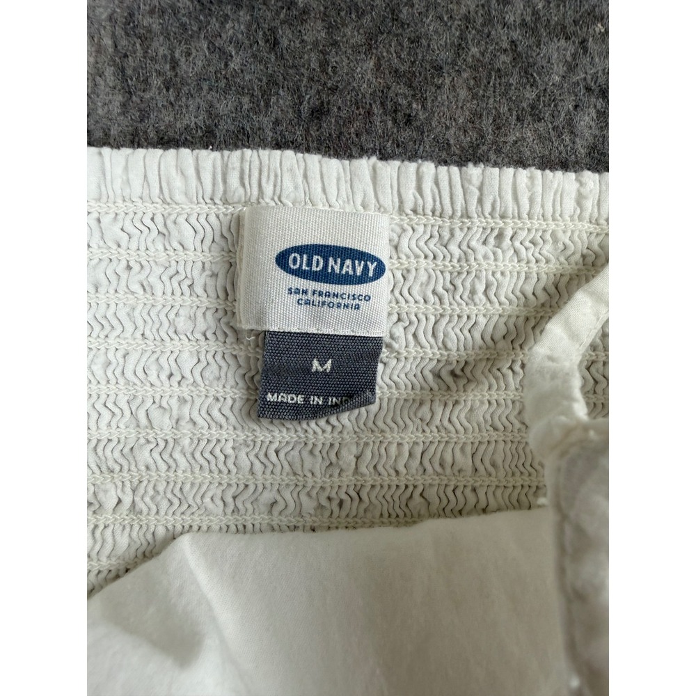 Old Navy Womens White Swiss Dot Midi Dress V-Neck Smocked Back Size M - Picture 4 of 6